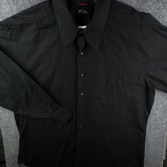 Fubu Shirt Men XL Black Button Up Shirt Long Sleeve Cotton 17.5 34/35 Y2K Woven - Picture 1 of 12